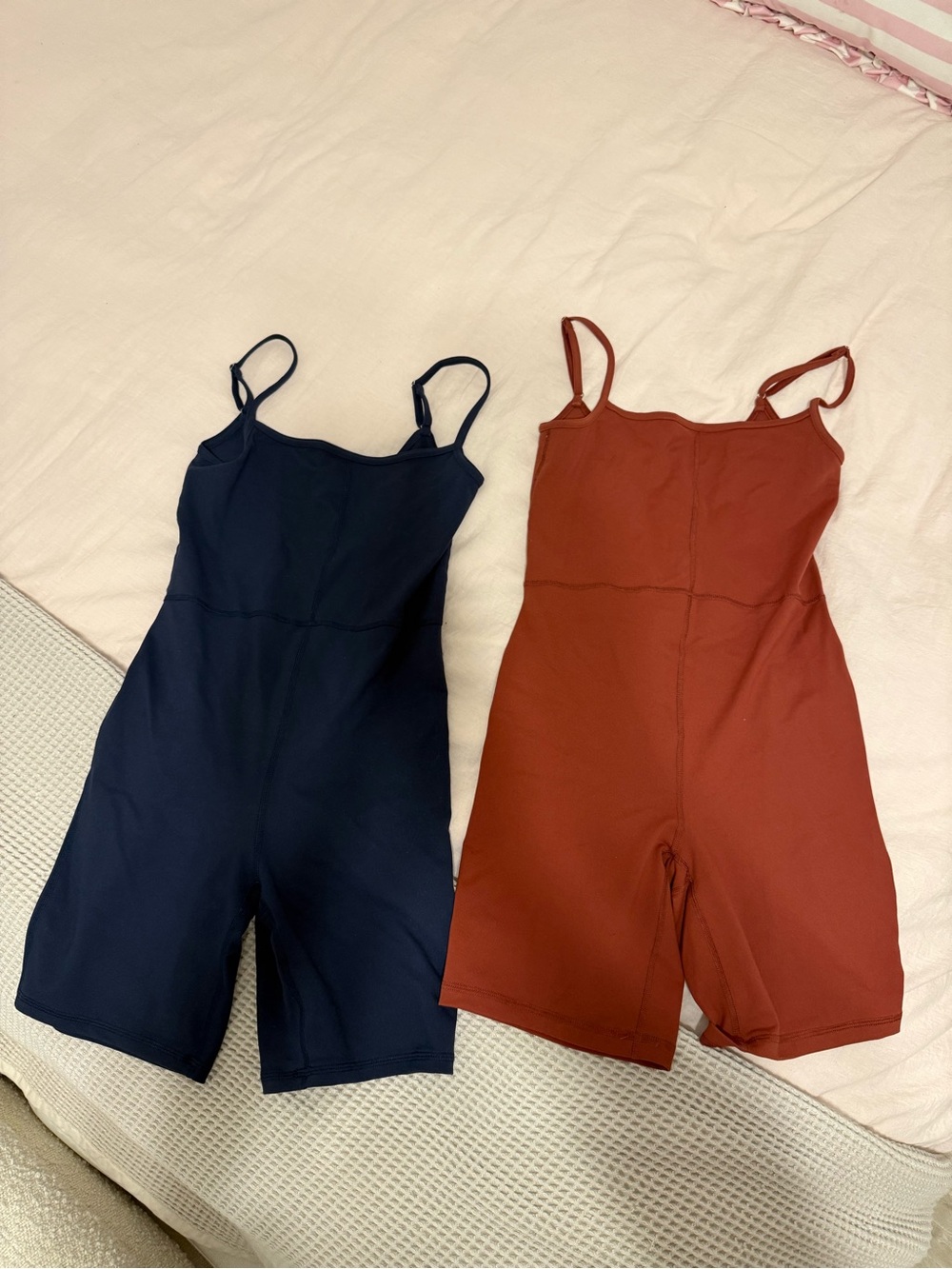 Women’s Seamless Sleeveless Romper - Navy and Terracotta